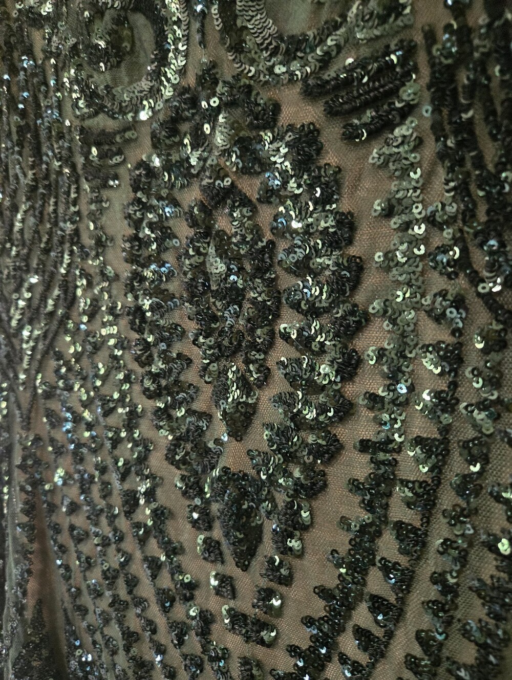 Rare Nadine Merabi Emerald Geometric Sequin Maxi Gown Dress S/M - Picture 5 of 10